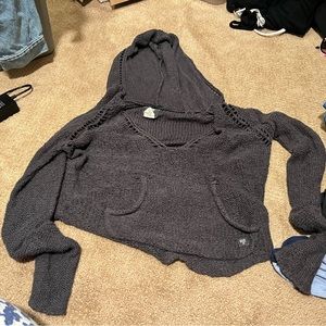 Billabong crochet crop hoodie